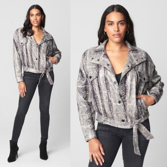 NWT Blank NYC Here We Go Again Faux Leather Snake Moto Jacket Size Small $128 - Picture 3 of 11